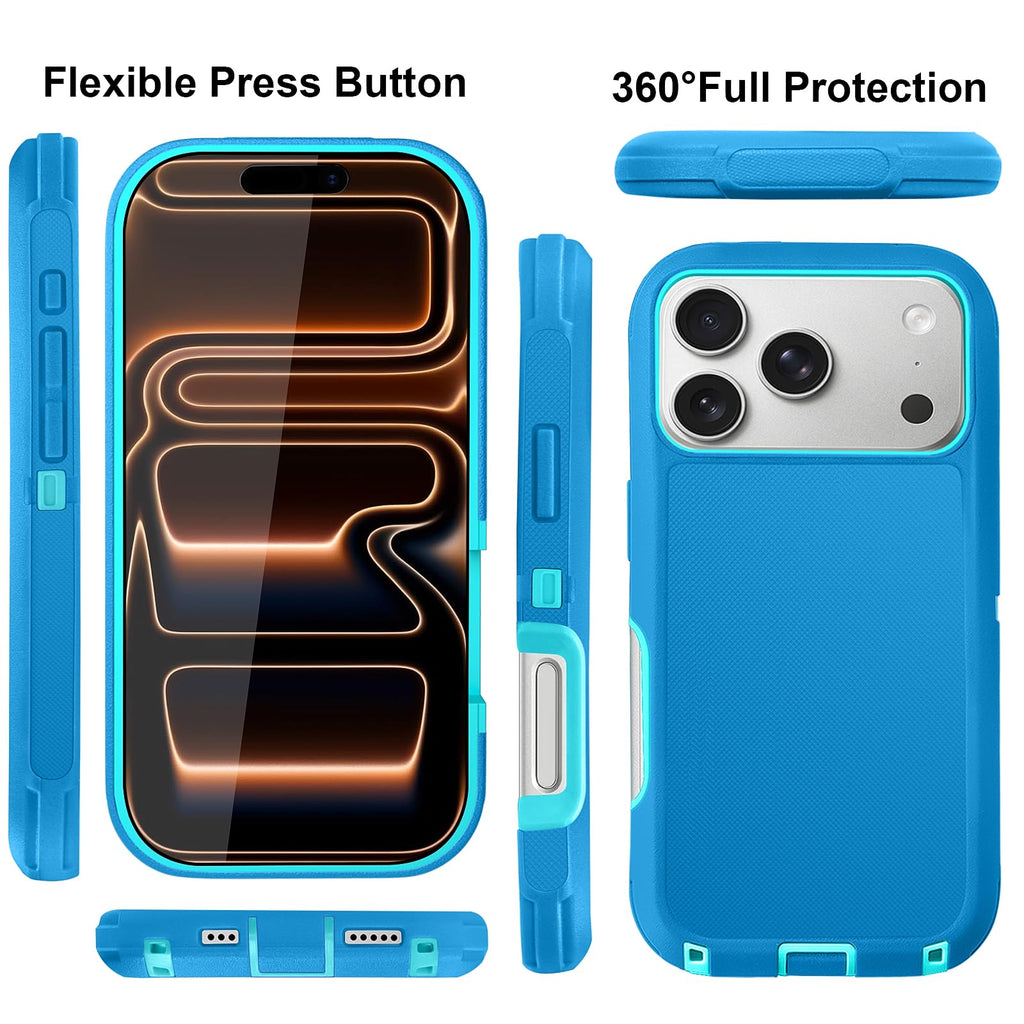 JGS for iPhone 17 Pro Max Case 6.9", Military Grade 3 in 1 Heavy Duty Shockproof/Drop Proof Case with 2 Screen Protector + 2 Camera Lens Protector, Includes Holster Clip Kickstand (Black)