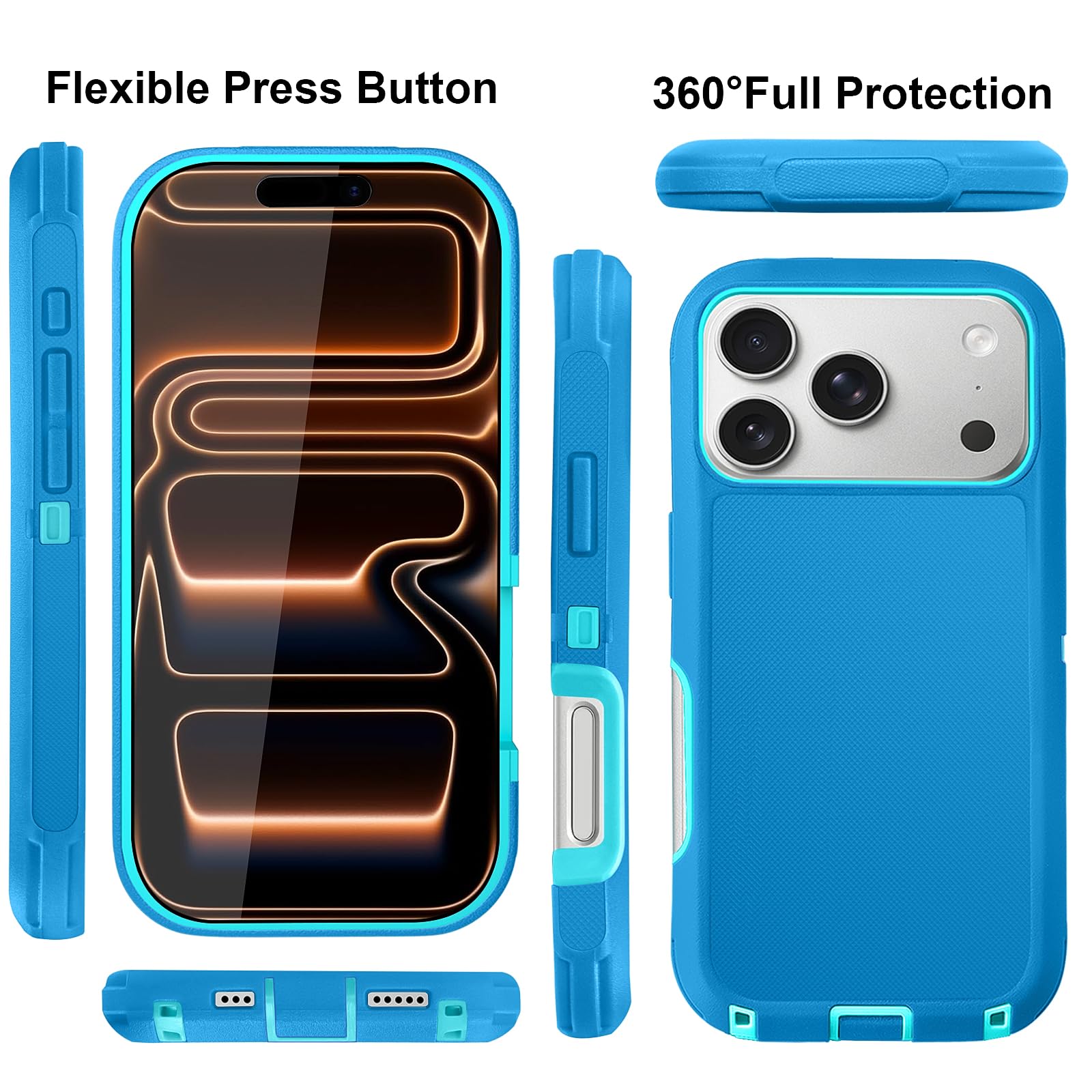 JGS for iPhone 17 Pro Max Case 6.9", Military Grade 3 in 1 Heavy Duty Shockproof/Drop Proof Case with 2 Screen Protector + 2 Camera Lens Protector, Includes Holster Clip Kickstand (Black)