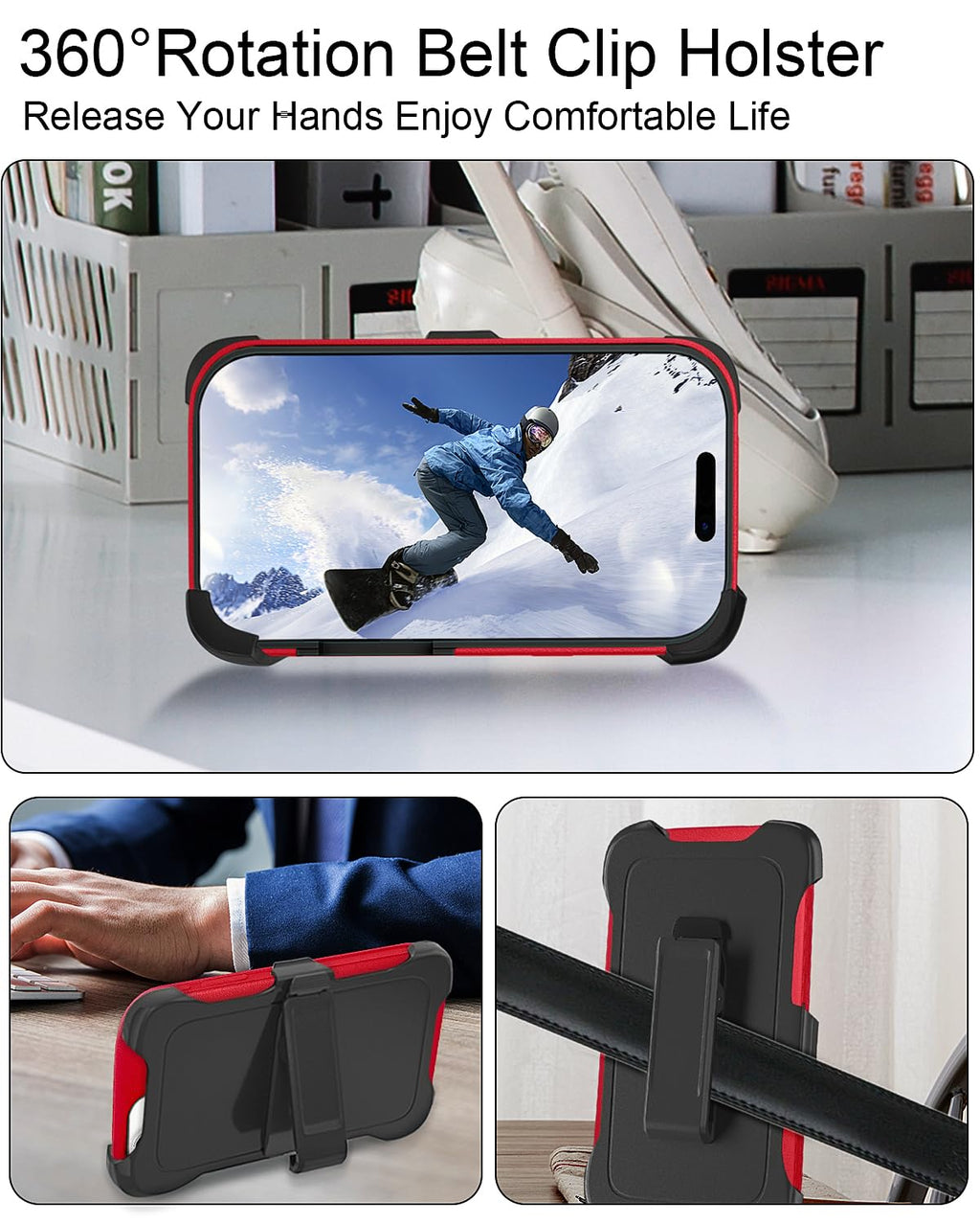 JGS for iPhone 17 Pro Max Case 6.9", Military Grade 3 in 1 Heavy Duty Shockproof/Drop Proof Case with 2 Screen Protector + 2 Camera Lens Protector, Includes Holster Clip Kickstand (Black)