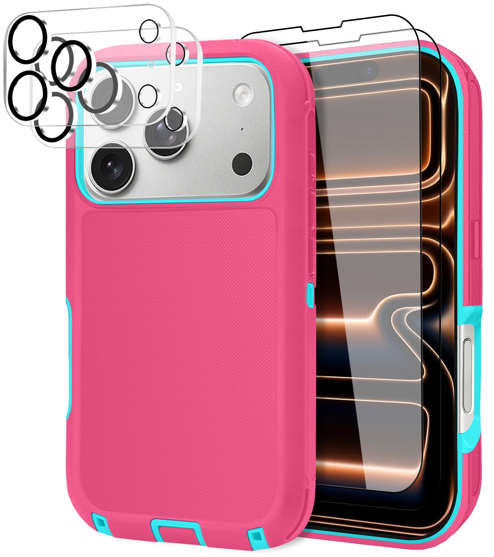 JGS for iPhone 17 Pro Max Case 6.9", Military Grade 3 in 1 Heavy Duty Shockproof/Drop Proof Case with 2 Screen Protector + 2 Camera Lens Protector, Includes Holster Clip Kickstand (Black)