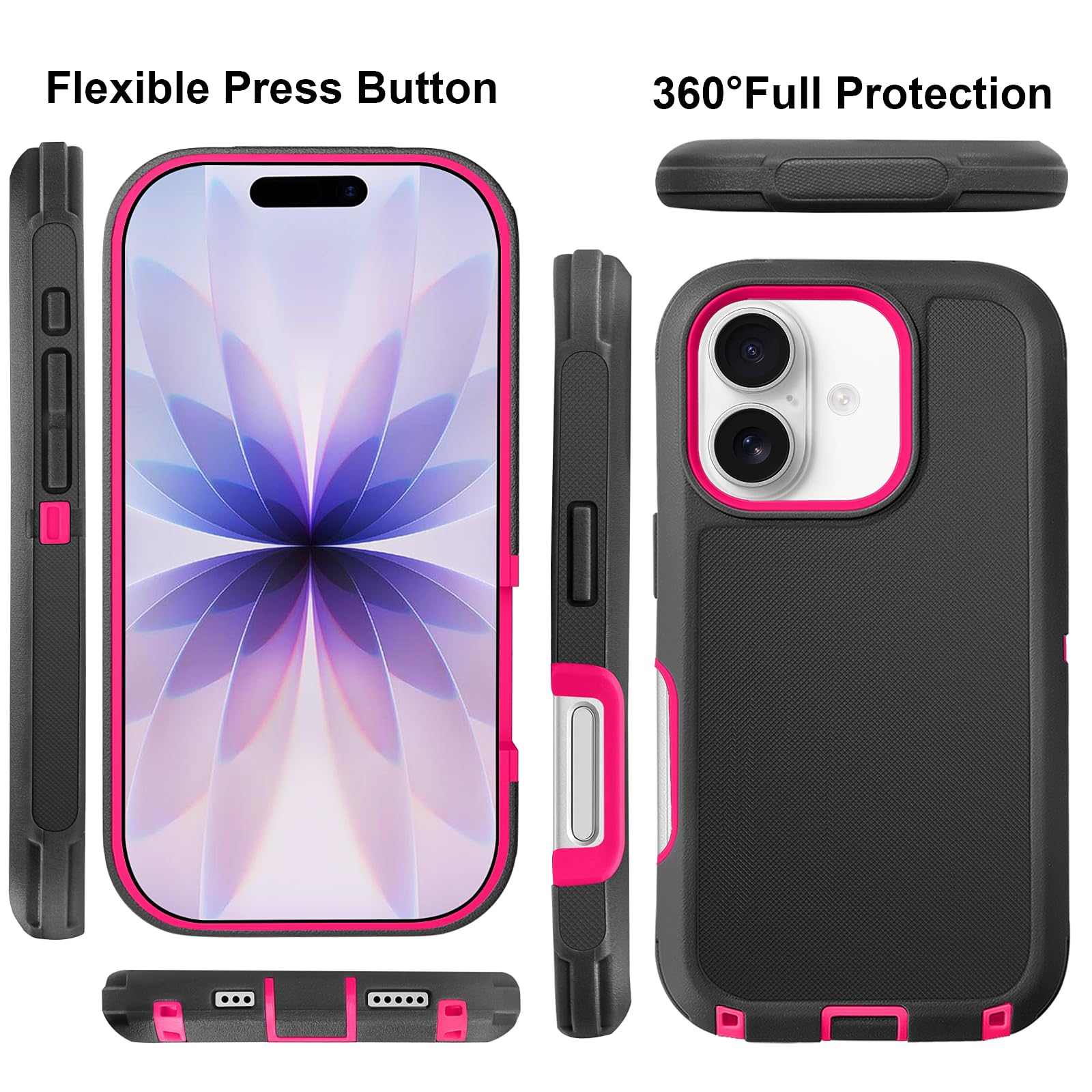 JGS for iPhone 17 Pro Max Case 6.9", Military Grade 3 in 1 Heavy Duty Shockproof/Drop Proof Case with 2 Screen Protector + 2 Camera Lens Protector, Includes Holster Clip Kickstand (Black)