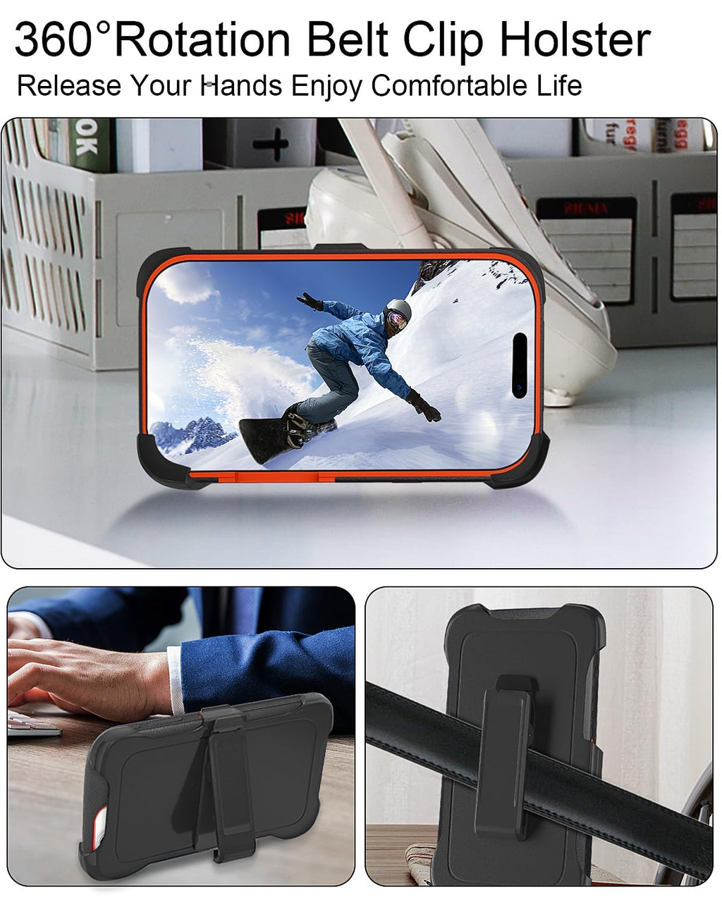 JGS for iPhone 17 Pro Max Case 6.9", Military Grade 3 in 1 Heavy Duty Shockproof/Drop Proof Case with 2 Screen Protector + 2 Camera Lens Protector, Includes Holster Clip Kickstand (Black)