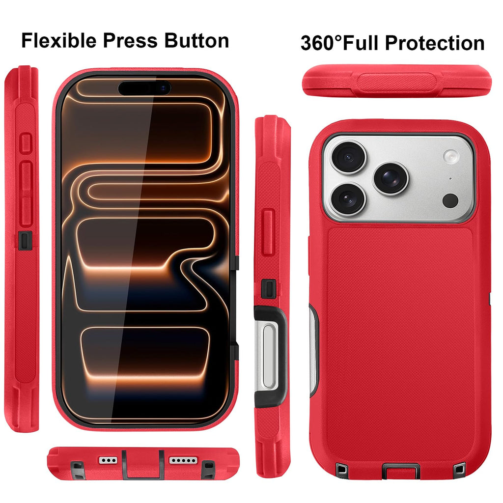 JGS for iPhone 17 Pro Max Case 6.9", Military Grade 3 in 1 Heavy Duty Shockproof/Drop Proof Case with 2 Screen Protector + 2 Camera Lens Protector, Includes Holster Clip Kickstand (Black)