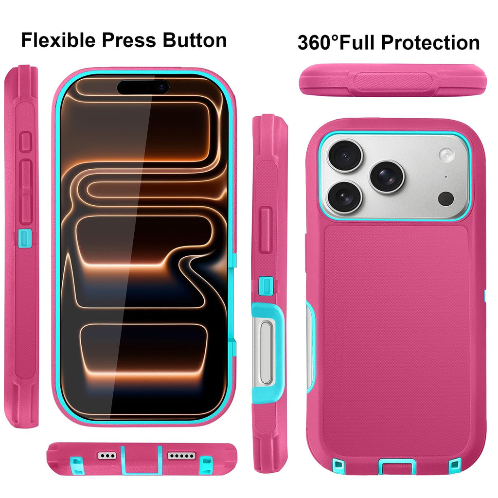 JGS for iPhone 17 Pro Max Case 6.9", Military Grade 3 in 1 Heavy Duty Shockproof/Drop Proof Case with 2 Screen Protector + 2 Camera Lens Protector, Includes Holster Clip Kickstand (Black)