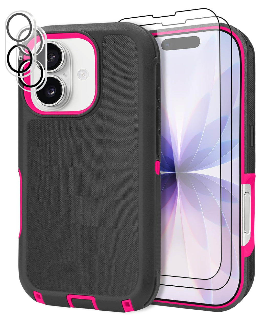 JGS for iPhone 17 Pro Max Case 6.9", Military Grade 3 in 1 Heavy Duty Shockproof/Drop Proof Case with 2 Screen Protector + 2 Camera Lens Protector, Includes Holster Clip Kickstand (Black)