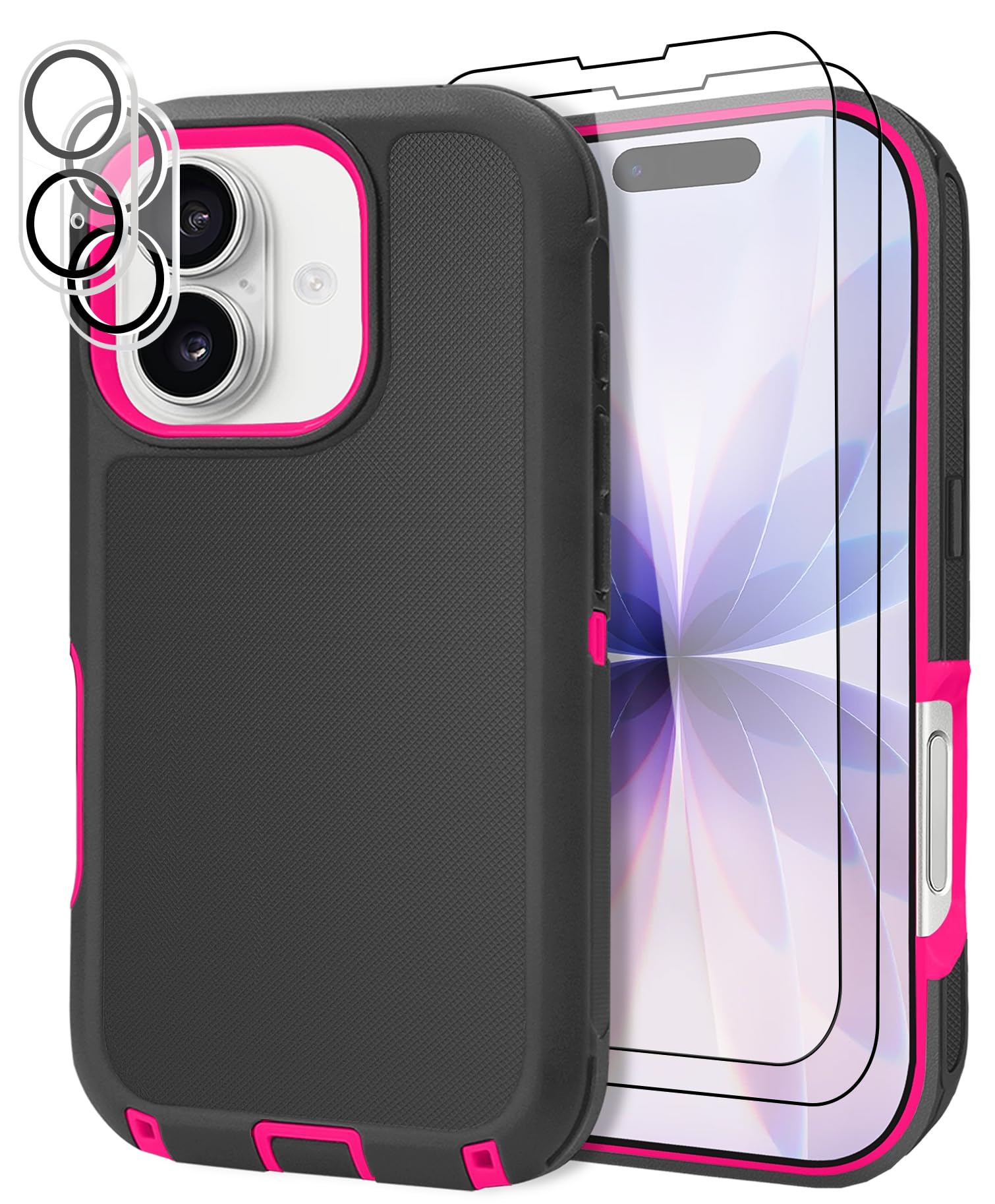 JGS for iPhone 17 Pro Max Case 6.9", Military Grade 3 in 1 Heavy Duty Shockproof/Drop Proof Case with 2 Screen Protector + 2 Camera Lens Protector, Includes Holster Clip Kickstand (Black)