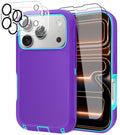 JGS for iPhone 17 Pro Max Case 6.9", Military Grade 3 in 1 Heavy Duty Shockproof/Drop Proof Case with 2 Screen Protector + 2 Camera Lens Protector, Includes Holster Clip Kickstand (Black)