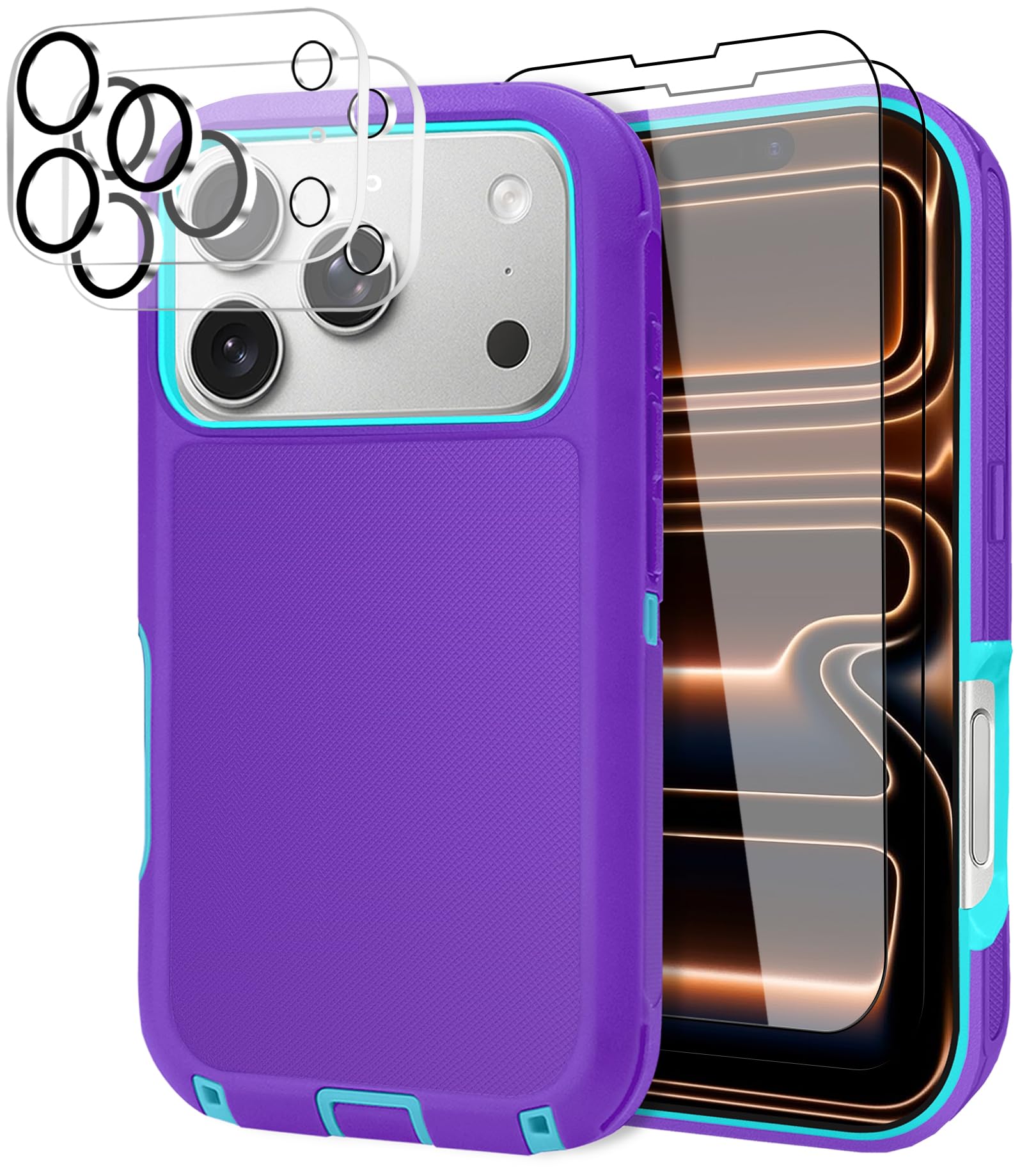 JGS for iPhone 17 Pro Max Case 6.9", Military Grade 3 in 1 Heavy Duty Shockproof/Drop Proof Case with 2 Screen Protector + 2 Camera Lens Protector, Includes Holster Clip Kickstand (Black)