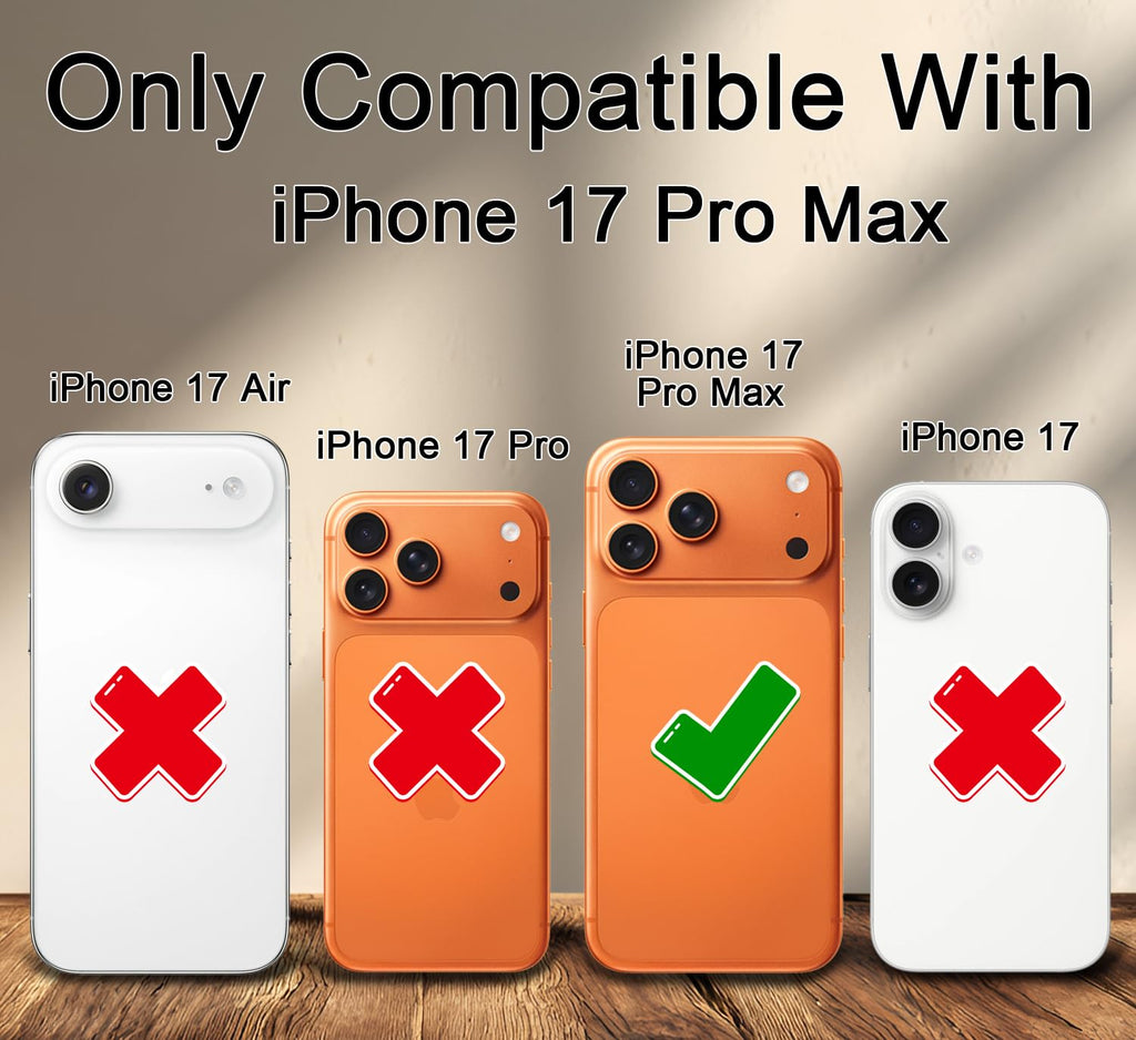 JGS for iPhone 17 Pro Max Case 6.9", Military Grade 3 in 1 Heavy Duty Shockproof/Drop Proof Case with 2 Screen Protector + 2 Camera Lens Protector, Includes Holster Clip Kickstand (Black)
