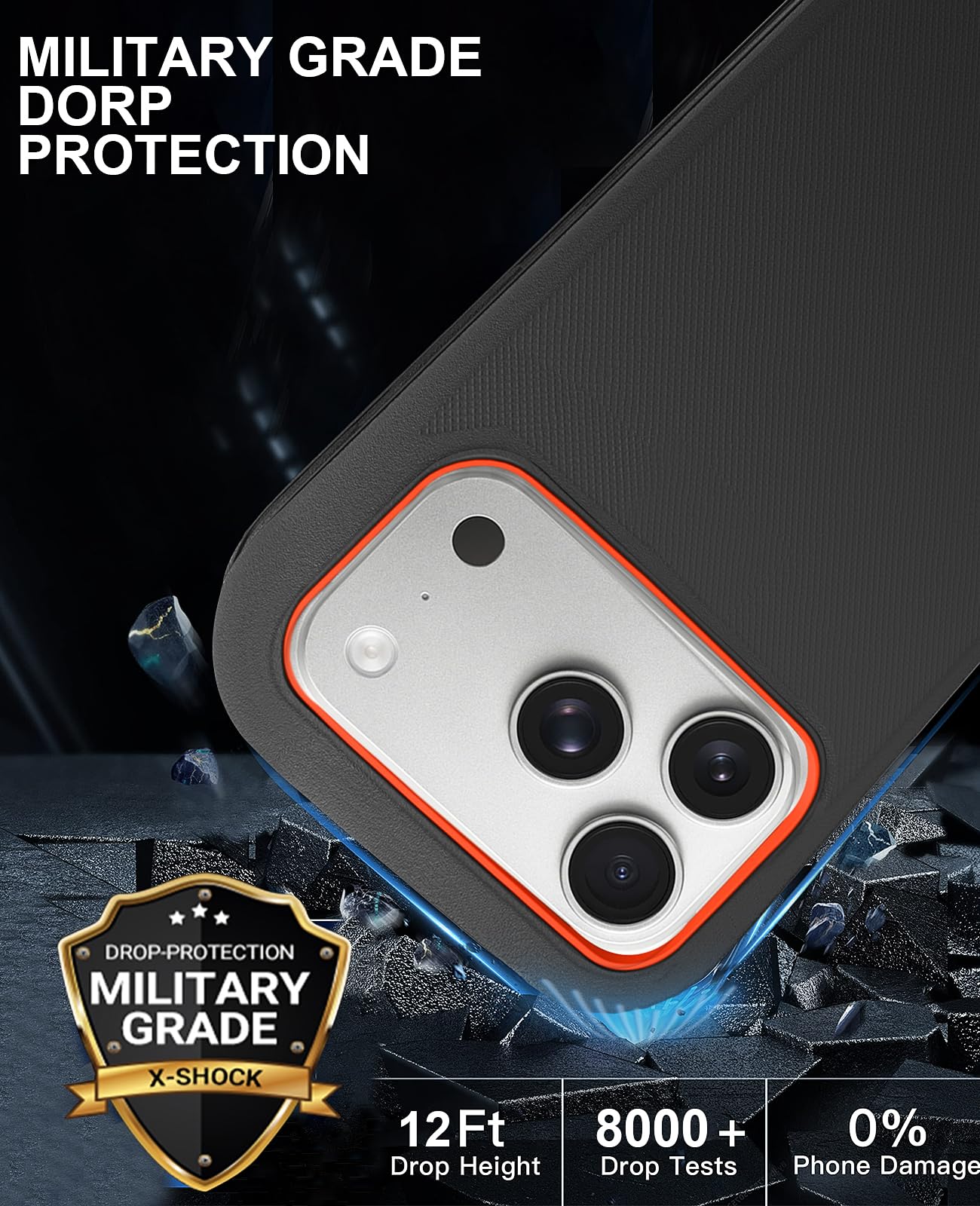JGS for iPhone 17 Pro Max Case 6.9", Military Grade 3 in 1 Heavy Duty Shockproof/Drop Proof Case with 2 Screen Protector + 2 Camera Lens Protector, Includes Holster Clip Kickstand (Black)