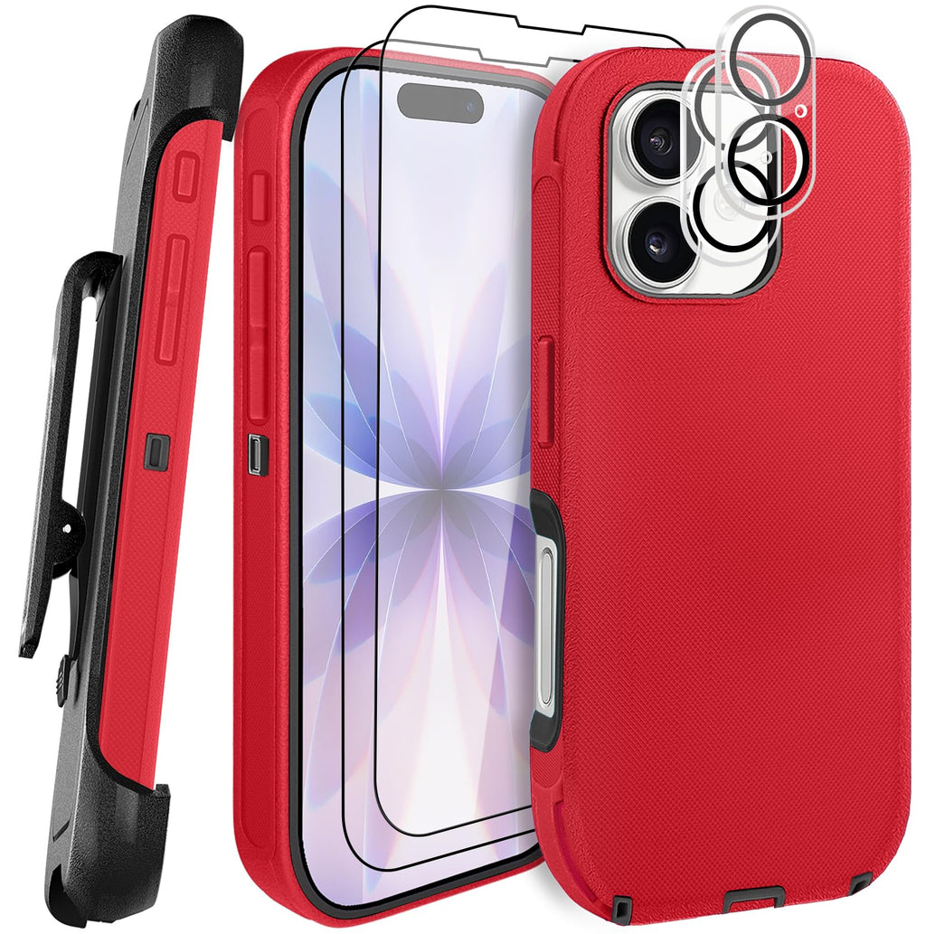 JGS for iPhone 17 Pro Max Case 6.9", Military Grade 3 in 1 Heavy Duty Shockproof/Drop Proof Case with 2 Screen Protector + 2 Camera Lens Protector, Includes Holster Clip Kickstand (Black)