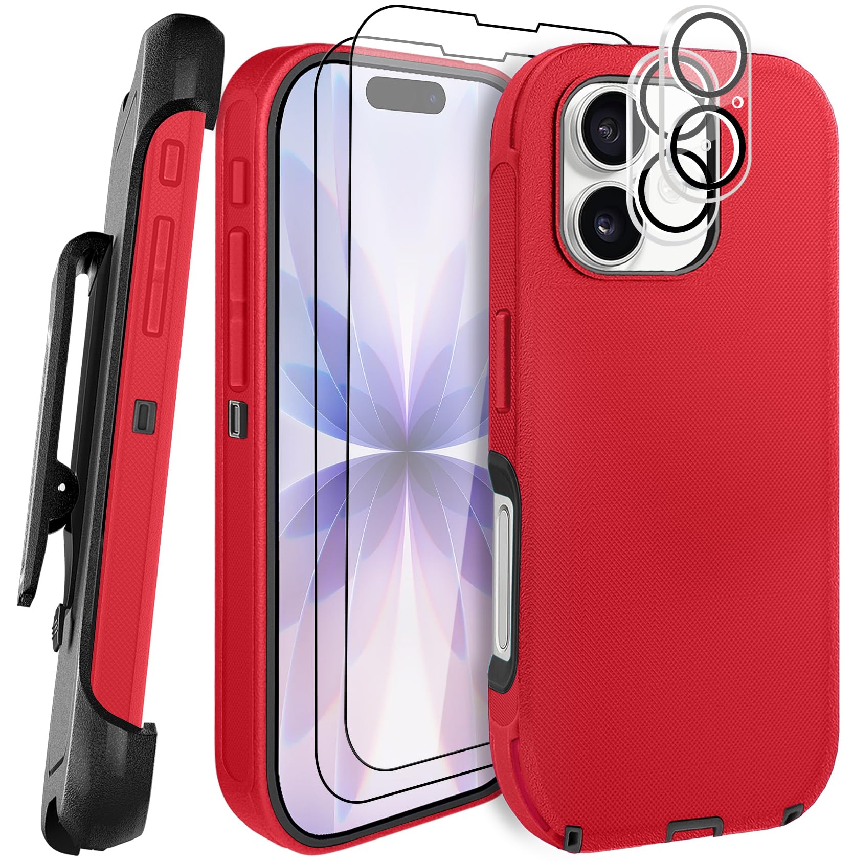 JGS for iPhone 17 Pro Max Case 6.9", Military Grade 3 in 1 Heavy Duty Shockproof/Drop Proof Case with 2 Screen Protector + 2 Camera Lens Protector, Includes Holster Clip Kickstand (Black)