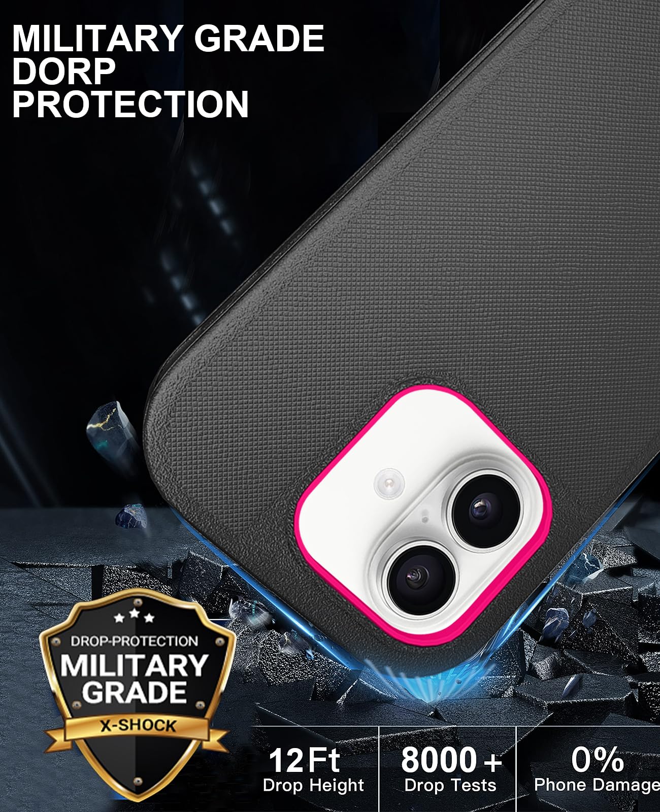 JGS for iPhone 17 Pro Max Case 6.9", Military Grade 3 in 1 Heavy Duty Shockproof/Drop Proof Case with 2 Screen Protector + 2 Camera Lens Protector, Includes Holster Clip Kickstand (Black)