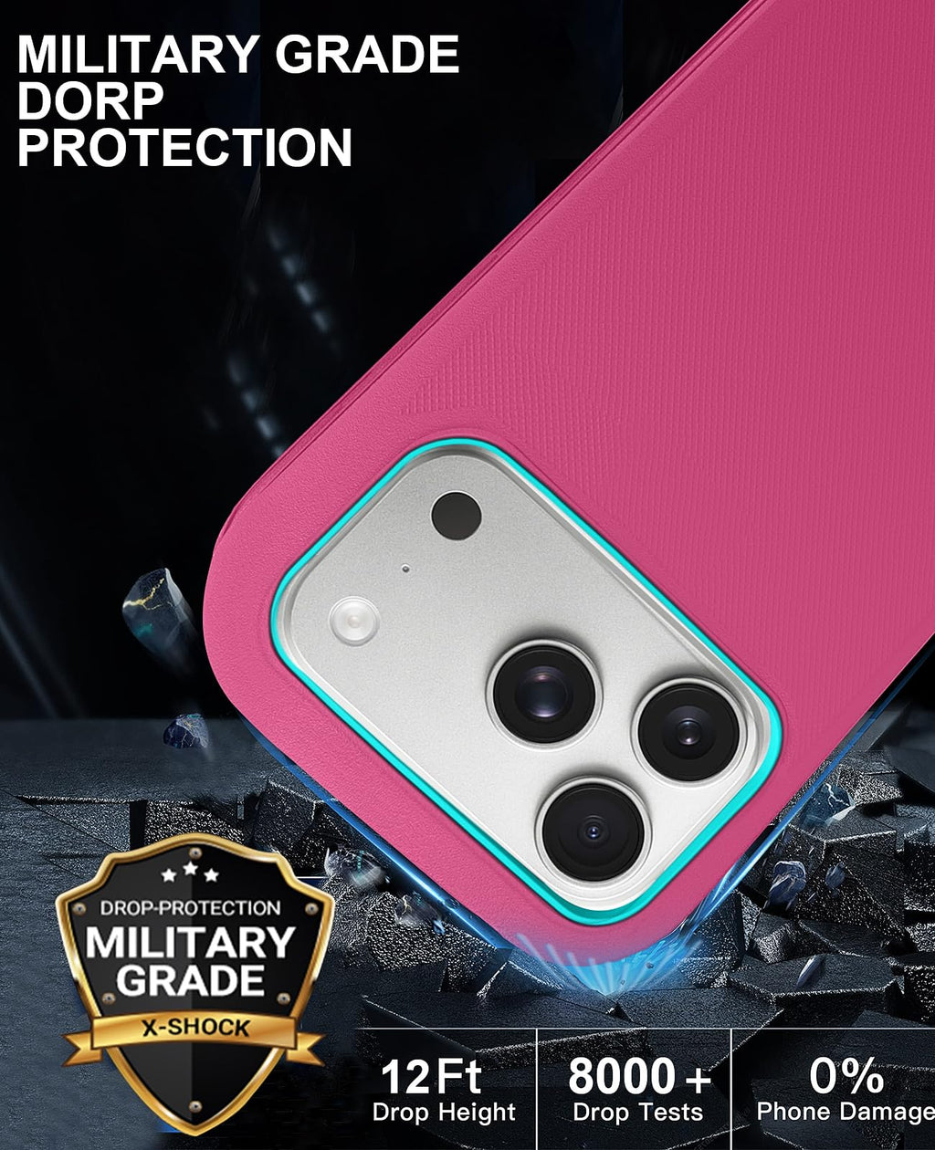 JGS for iPhone 17 Pro Max Case 6.9", Military Grade 3 in 1 Heavy Duty Shockproof/Drop Proof Case with 2 Screen Protector + 2 Camera Lens Protector, Includes Holster Clip Kickstand (Black)