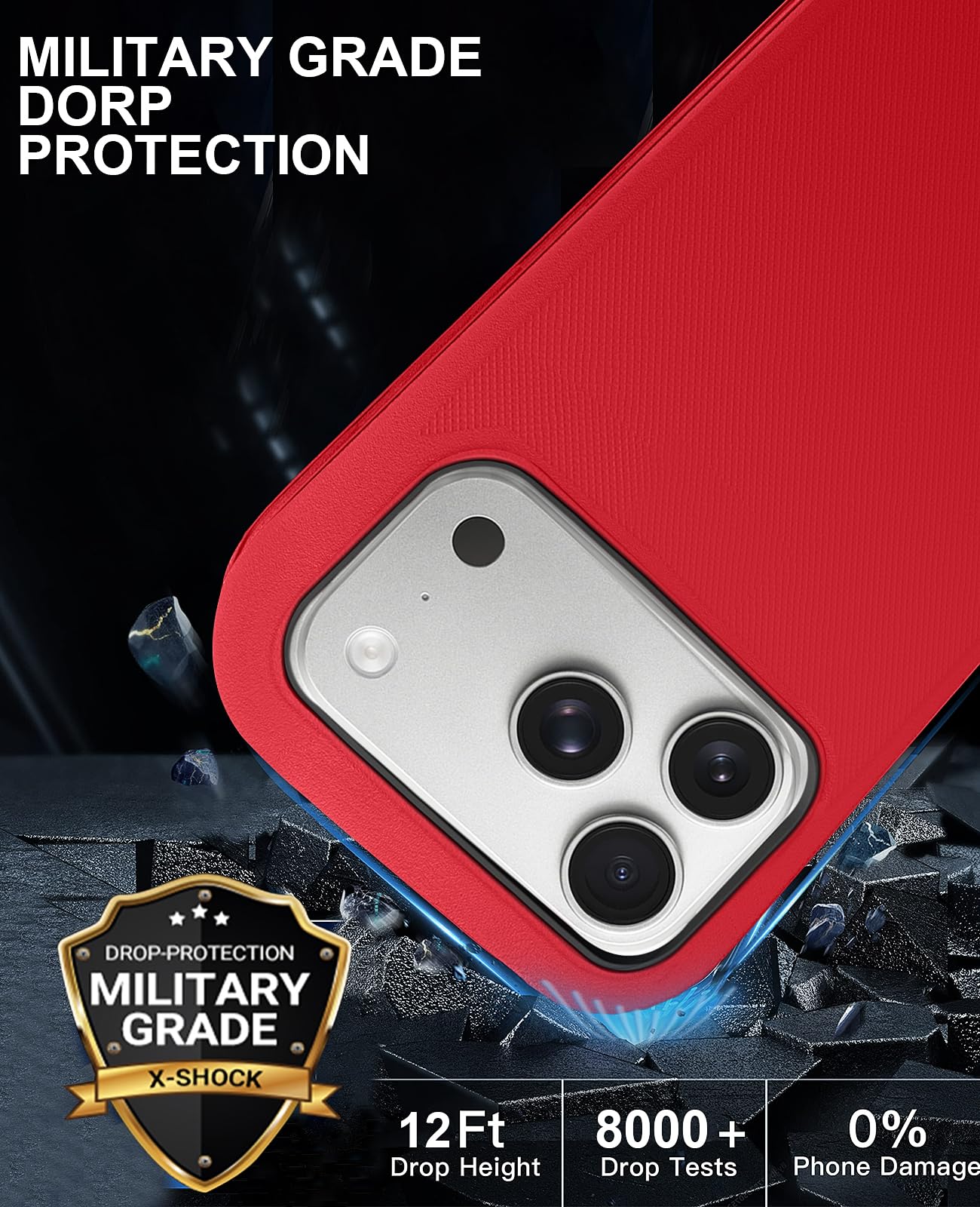 JGS for iPhone 17 Pro Max Case 6.9", Military Grade 3 in 1 Heavy Duty Shockproof/Drop Proof Case with 2 Screen Protector + 2 Camera Lens Protector, Includes Holster Clip Kickstand (Black)