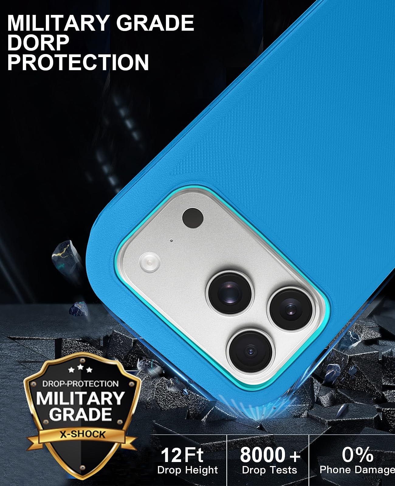 JGS for iPhone 17 Pro Max Case 6.9", Military Grade 3 in 1 Heavy Duty Shockproof/Drop Proof Case with 2 Screen Protector + 2 Camera Lens Protector, Includes Holster Clip Kickstand (Black)