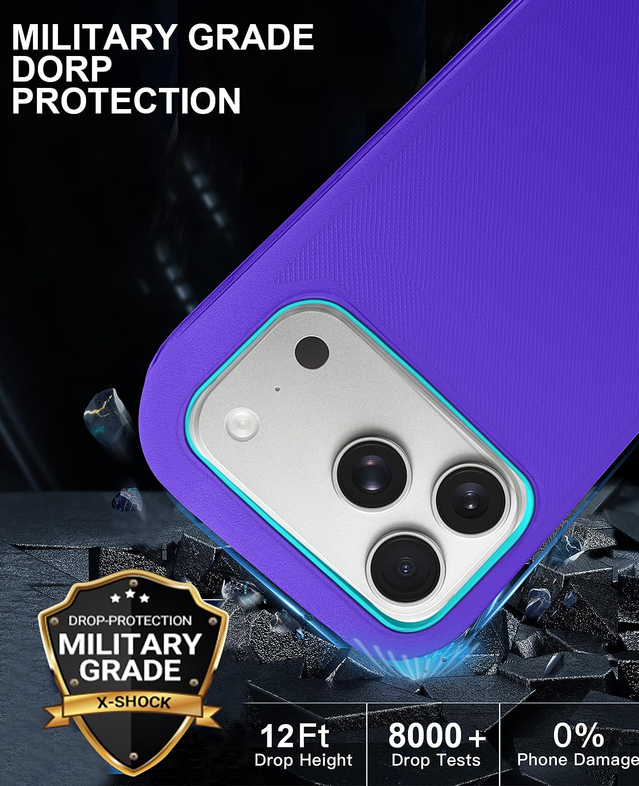 JGS for iPhone 17 Pro Max Case 6.9", Military Grade 3 in 1 Heavy Duty Shockproof/Drop Proof Case with 2 Screen Protector + 2 Camera Lens Protector, Includes Holster Clip Kickstand (Black)