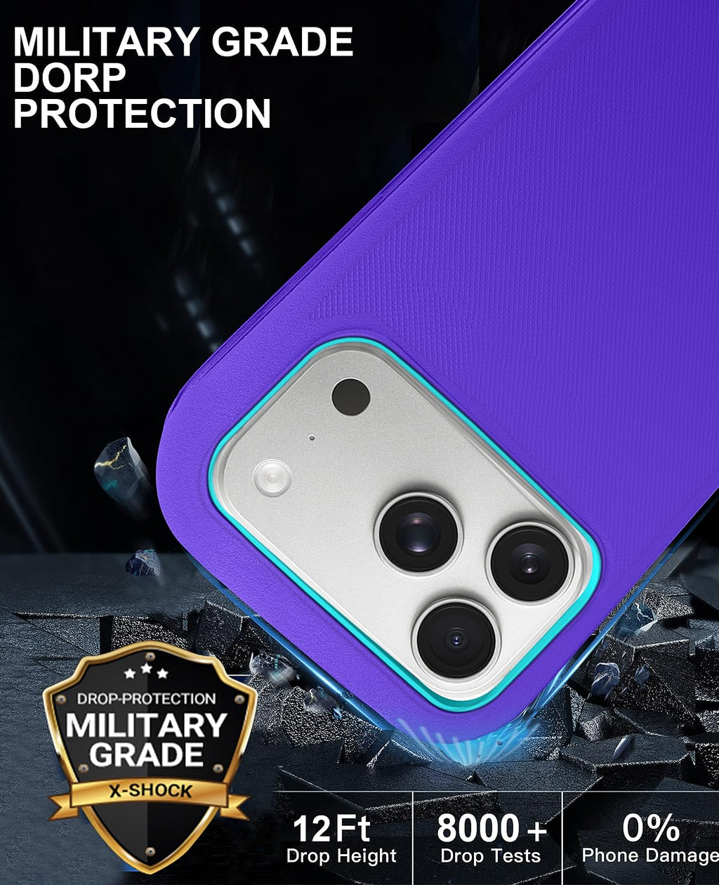 JGS for iPhone 17 Pro Max Case 6.9", Military Grade 3 in 1 Heavy Duty Shockproof/Drop Proof Case with 2 Screen Protector + 2 Camera Lens Protector, Includes Holster Clip Kickstand (Black)